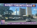 Sunny Toronto Drive 4K POV | DVP South → Downtown Core → Bay St → Queen St