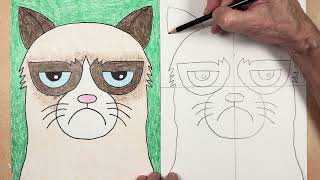 How to Draw Grumpy Cat | Easy Grumpy Cat Drawing for Kids