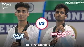 Dhruv Karki (Blue) vs Aditya (Red)  Final -58 KG Male - Peace Taekwondo Internal Championship 2023