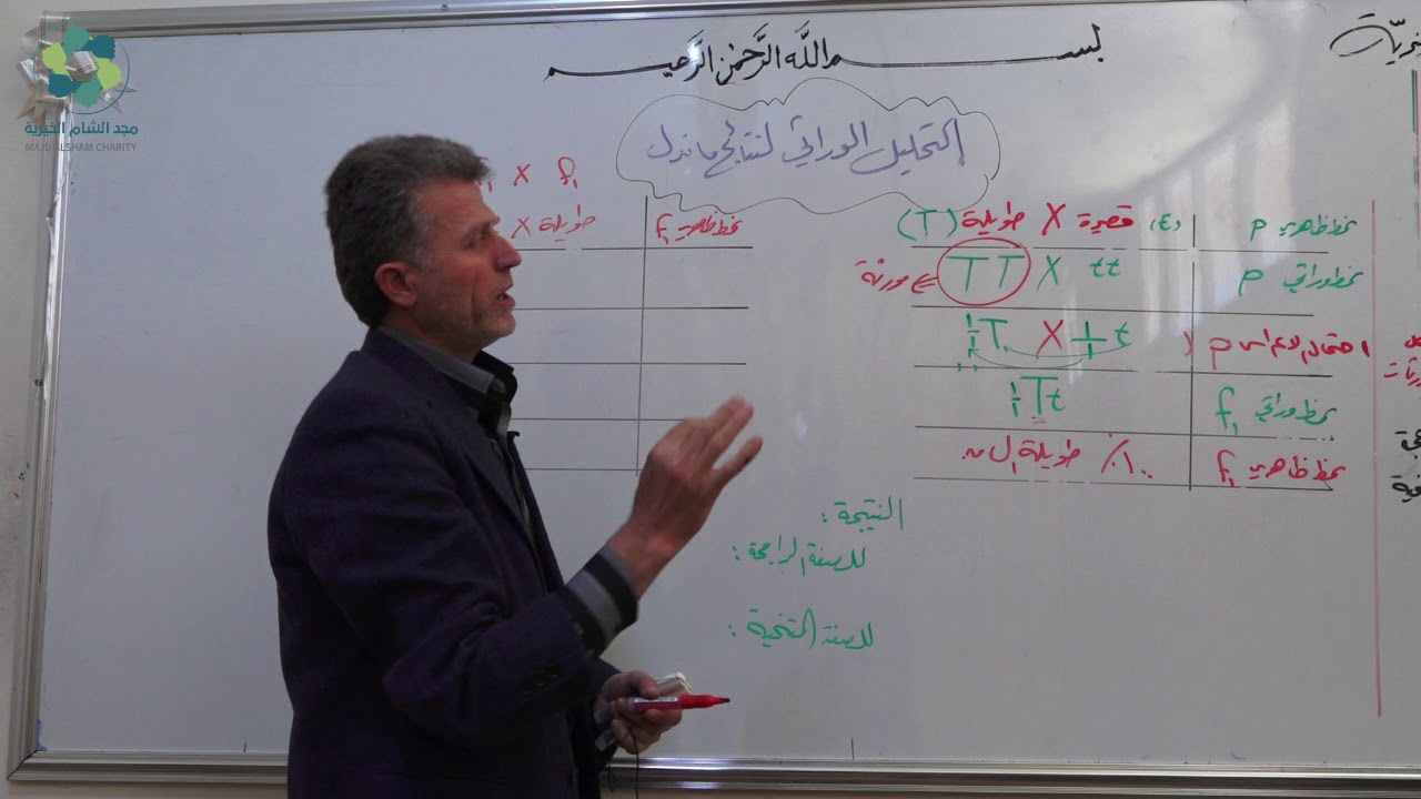 درس في مادة العلوم التحليل الوراثي لنتائج ماندل (رقم2) لطلاب الثالث الثانوي العلمي لأستاذ فؤاد خطيب