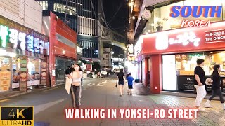 [4K] Walk night, Walking in Yonsei-ro Street, Walking Tour Seoul, South Korea 2022, Bi Vlog