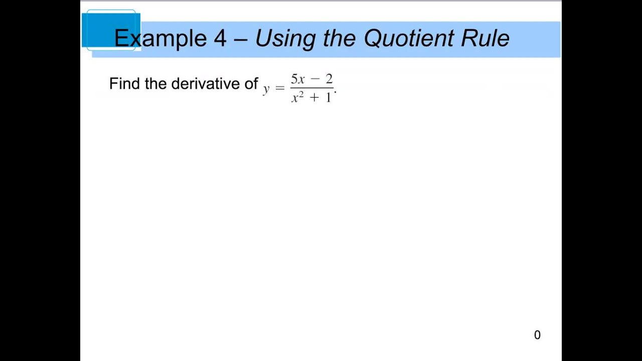 Calculus 2.3 Product and Quotient Rules - YouTube