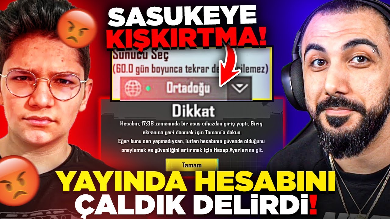 SASUKE'NİN YAYINDA HESABINI ÇALDIK!! ŞİFRESİNİ DEĞİŞTİRDİK (ÇILDIRTAN KIŞKIRTMA) | PUBG MOBILE