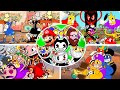 All cuphead playable characters team coop fights compilation