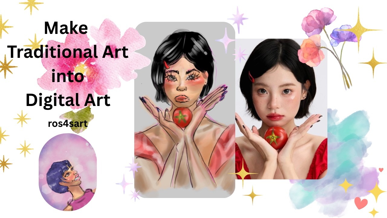 Girl with Tomato | Digital art as Traditional | Draw with Me