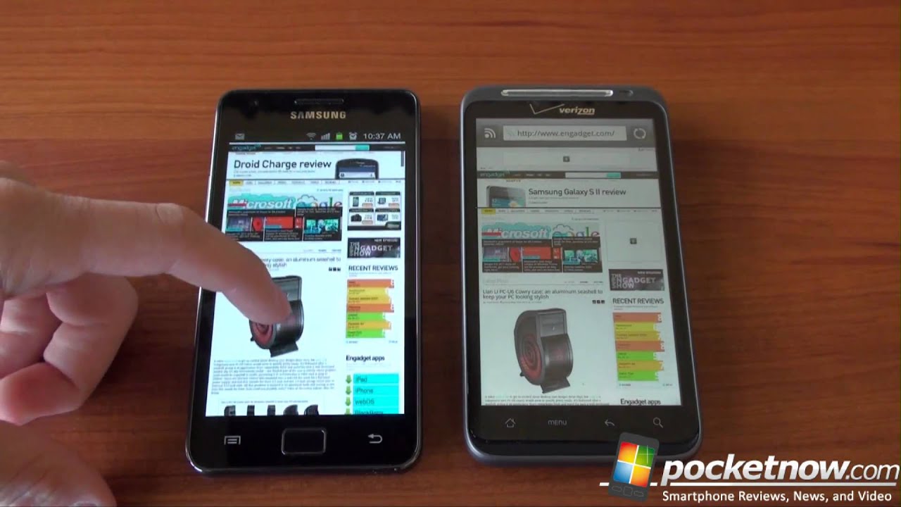 Galaxy S 2 vs. iPhone, Thunderbolt, Focus (Web Browsing) | Pocketnow -  YouTube