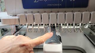 Getting your thread behind the thread guide on your Multineedle without using the threading tool.