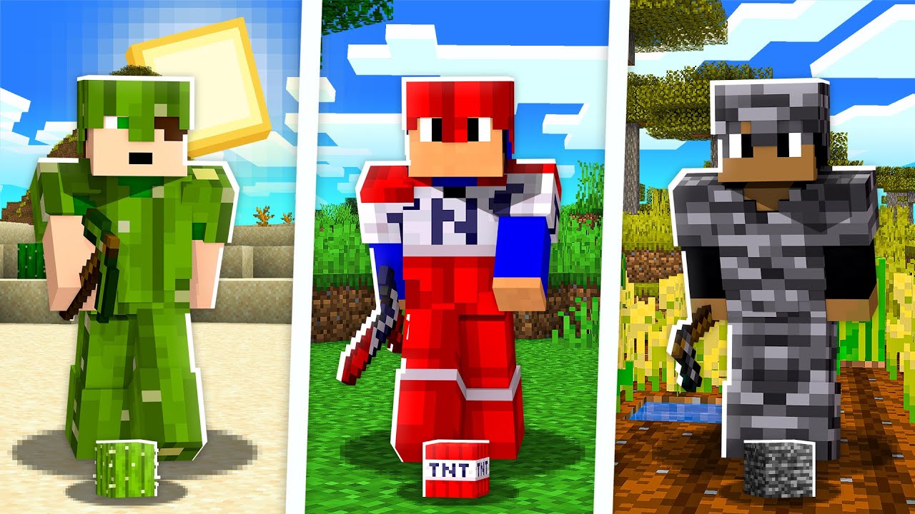 Minecraft MAS temos ARMADURAS de BLOCOS diferentes! 🤩