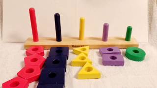 LEARN COLOR SHAPE AND NUMBERS WITH WOODEN TOY STACK AND SORT BOARD