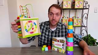 TOYVENTIVE Wooden Activity Cube Montessori Toys Multipurpose Educational Sensory Toy for Baby
