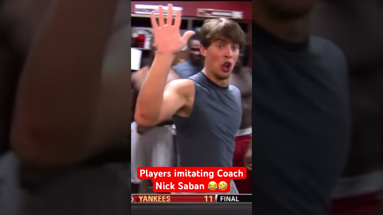 Players impersonating Nick Saban #nicksaban #alabama #alabamafootball #cfb #coaching #rolltide #bama