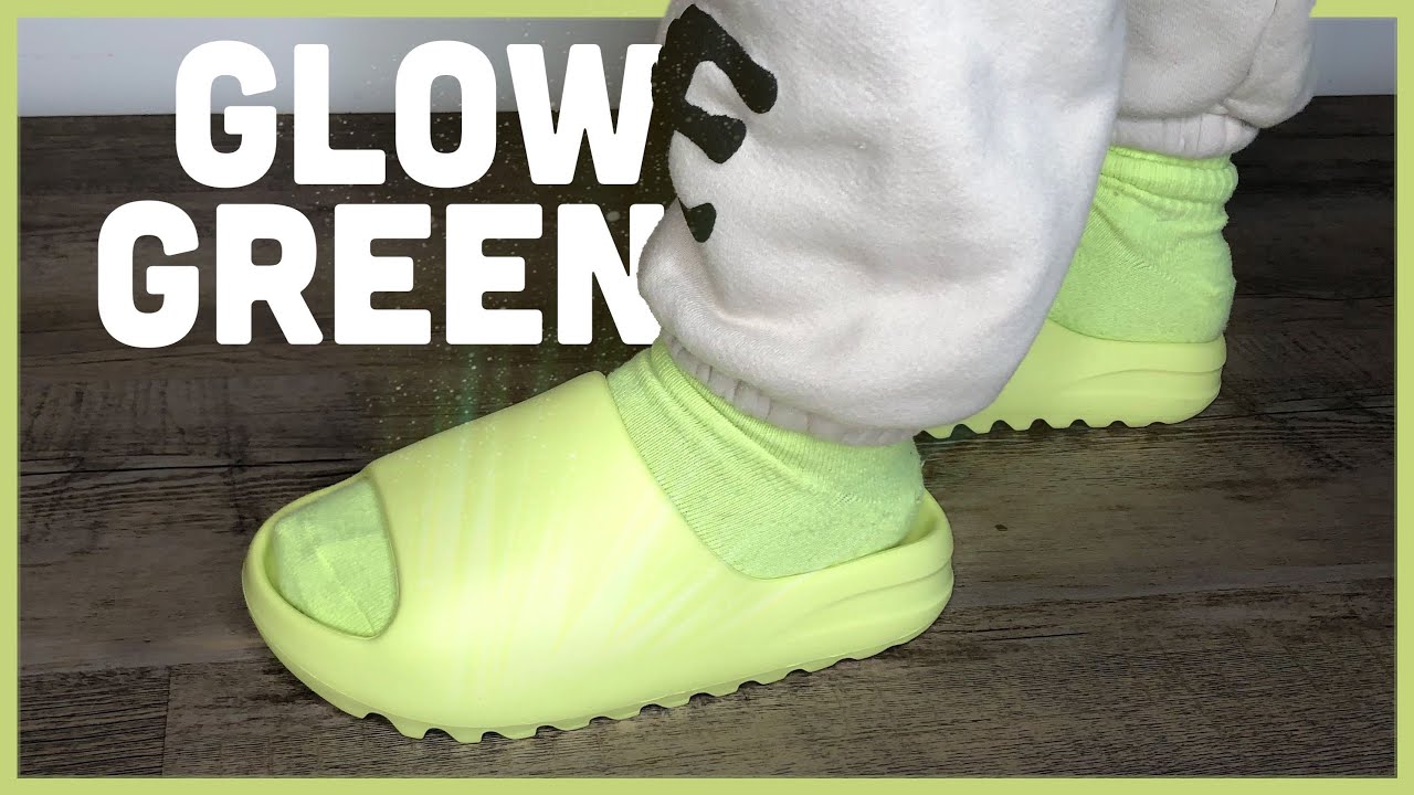 Do They Actually Glow? YEEZY Slide Glow Green Review + On Foot - YouTube