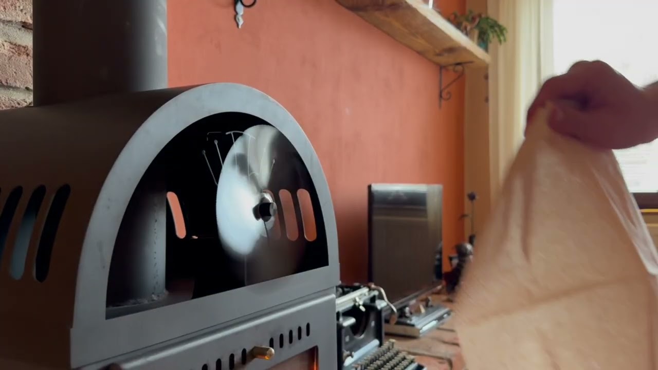 254708 Ventilátor Strend Pro, krbový, stojanový, poháňaný teplom, 4-lopatkový, čierny