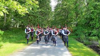 Lathallan School Pipe Band march in to My Land at Balmoral Castle Estate in Scotland June 2026