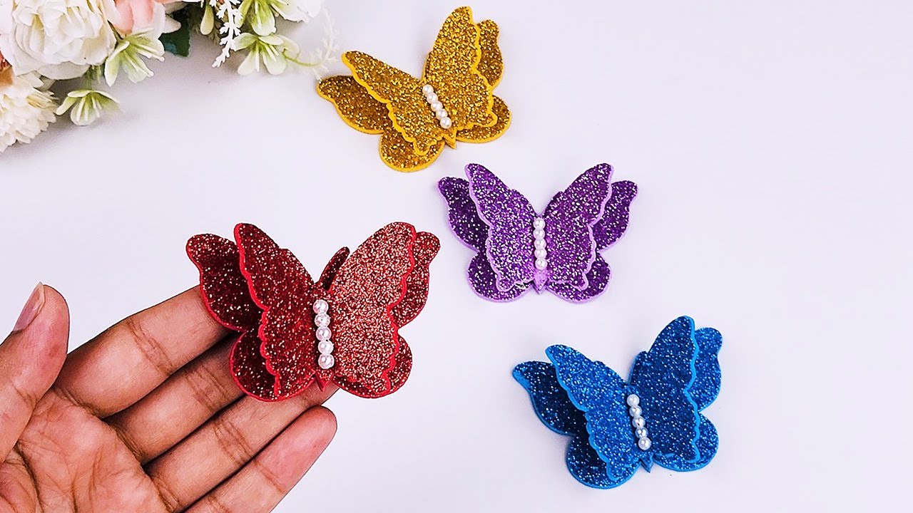 How to make a butterfly with glitter foam sheets (Eva) 🦋 - YouTube