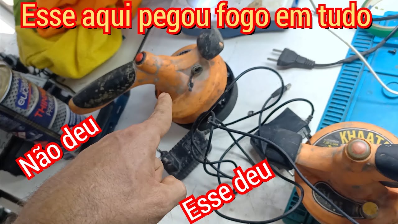 Maquina assentar pisos KHAATA não liga, pisca led de carga mas não liga, não vibra, parou do nada 🤷🏻