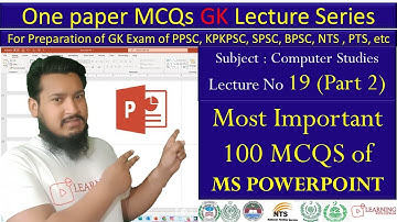 MS Powerpoint Important MCQs Part 2 | Computer Studies | PPSC KPPSC FPSC | Lecture 19