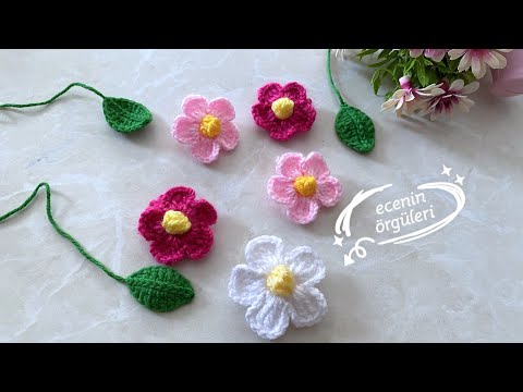 Easy Crochet Flower / Tığ işi Kolay Örgü süsleme Çiçek