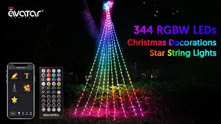 AvatarControls 344 RGBW LED App-controlled Christmas Decorations Star String Lights With Topper Star