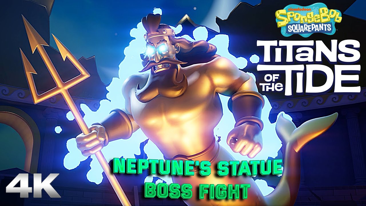 Губка Боб Квадратные Штаны: Титаны прилива - Статуя Нептуна против боя Губки Боба и Патрика Босса...