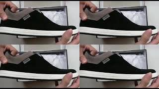 FLAZHBACK 2404 - Sepatu Sneakers Pria Kasual Suede Hitam Abu Sol Dijahit Sepatu Kets Santai Cowok ORIGINAL
