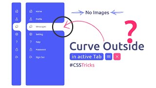 Боковое меню с использованием Html CSS и Javascript | Изогнутый снаружи на активной вкладке