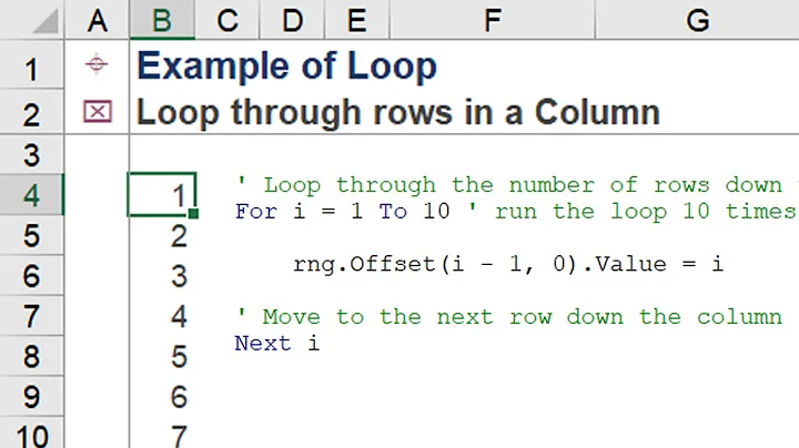 Loop through rows in a Column