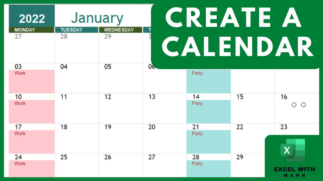 How To Create a Calendar in Excel - YouTube
