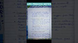 life processes | Best handwritten notes with pdf for class 10 science #shorts #biology