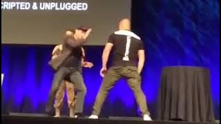 Jean Claude Van Damme Gets Headkicked By A Fan see what happens next