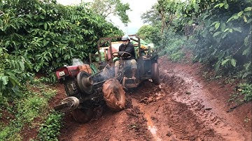 Xe Công Nông 2 Cầu Chở Cà Phê Mùa Mưa Giải Cứu Xe Cầu Trượt Mắc Lầy Quá Hấp Dẫn 😂 | Wan Ksor