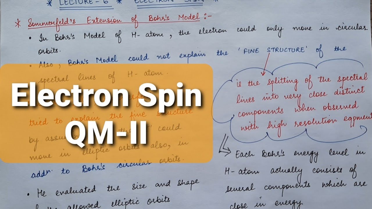 Quantum Mech.-II| Electron Spin | Lecture-6 | 4th Semester - YouTube