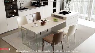 Modern Kitchen Interior Design | 4K Tour | 3D Model Full Scene Download