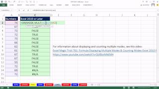 Excel Magic Trick 1045 Conditionally Format Multiple Modes in a Column, Excel 2010 or Later