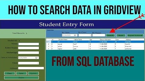 C# for beginners Student Management System Part-11 (how to search data in gridview and database vs)