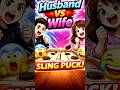 Husband vs Wife… but it gets SERIOUS 😤 | Sling Puck Challenge#shortsfeed #shorts #couplechallenge