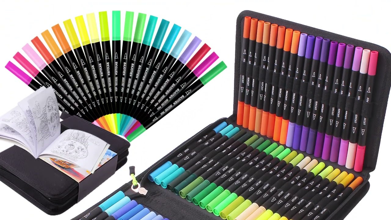 RESTLY 50 Pastel Colors Brush Markers Pens for Adult Coloring