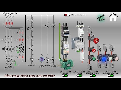 Démarrage direct d'un moteur asynchrone triphasé تشغيل مباشر لمحرك ...