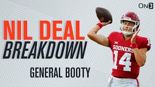 Oklahoma QB General Booty CASHES off unique name, gives back | NIL Deal Breakdown, Sooner Football