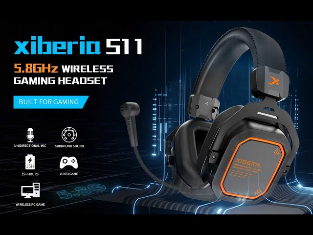 XIBERIA S11 Wireless Gaming Headset Surround Sound for PC,PS5,PS4,Noise Cancelling Mic...