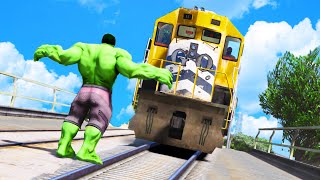 GTA V  Can HULK Stop The Train (Euphoria Physics, Funny Moments)