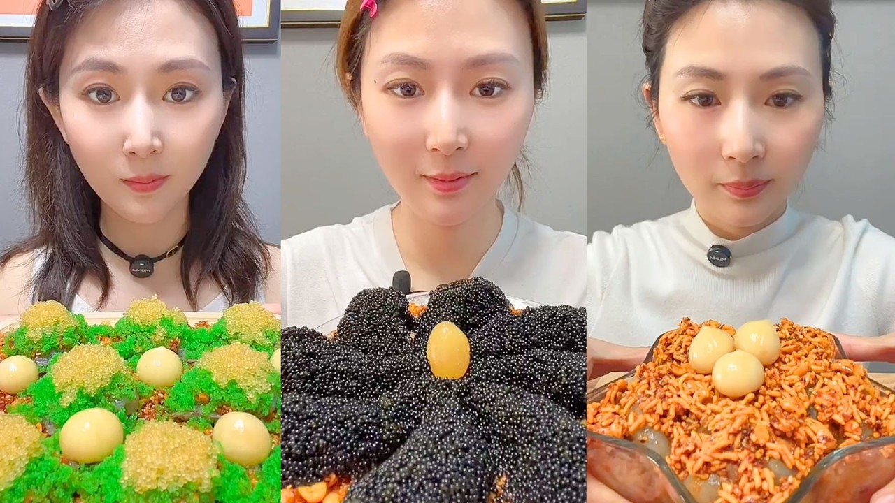 Chinese Colorful Fish Roe & Spicy Seafood ASMR | Crunchy Eating Sounds #139
