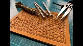 : Preparing Leather For stamping, creating a border, using a basketweave stamp.