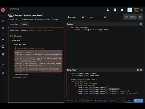 codewars python If you can't sleep, just count sheep!!