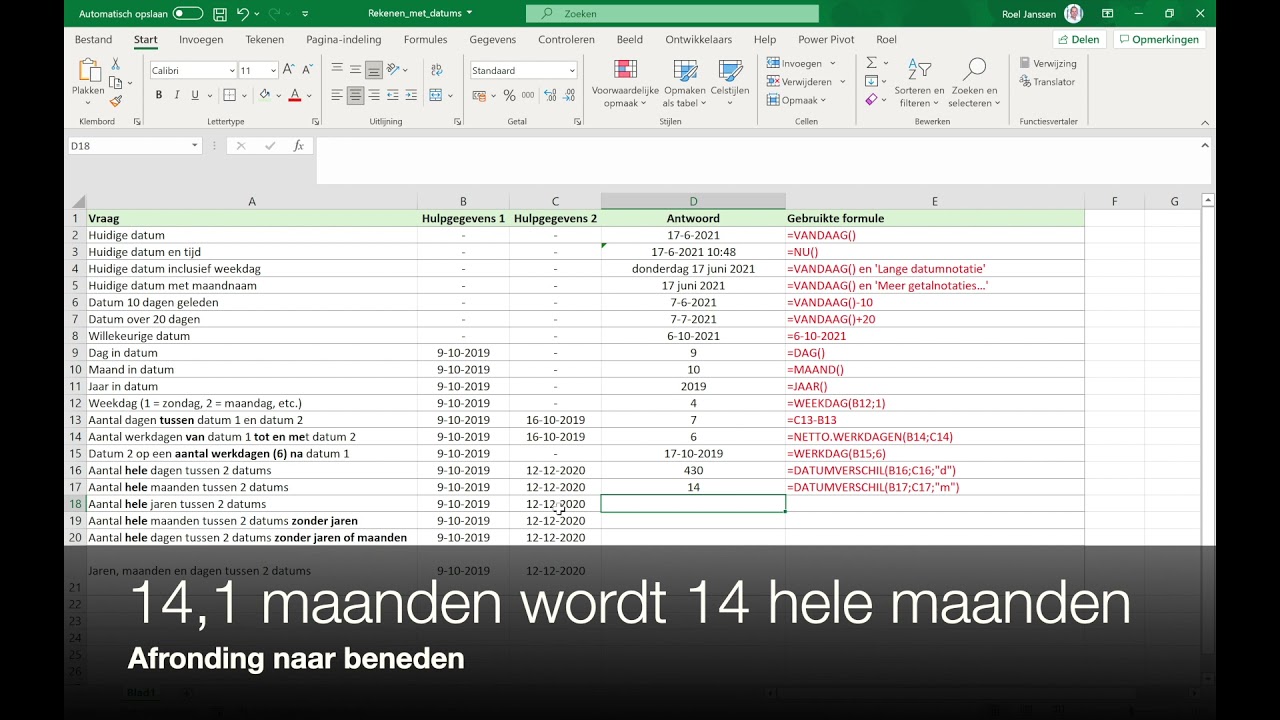 Update Rekenen met datums