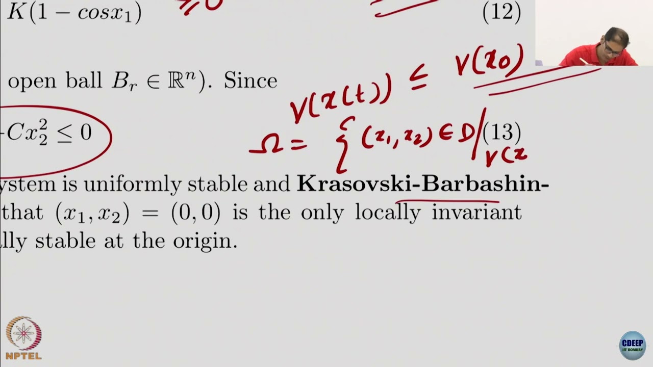Week 5 : Lecture 24 : La Salle’s Invariance Principle: Part 2