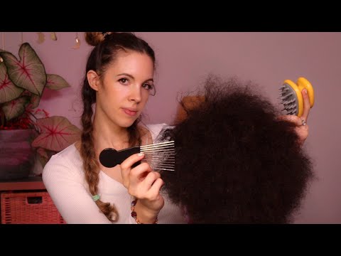 [ASMR] REALISTIC Afro Hair Detangling, Scalp Check, Scalp Massage & Scratching (SUPER Relaxing)