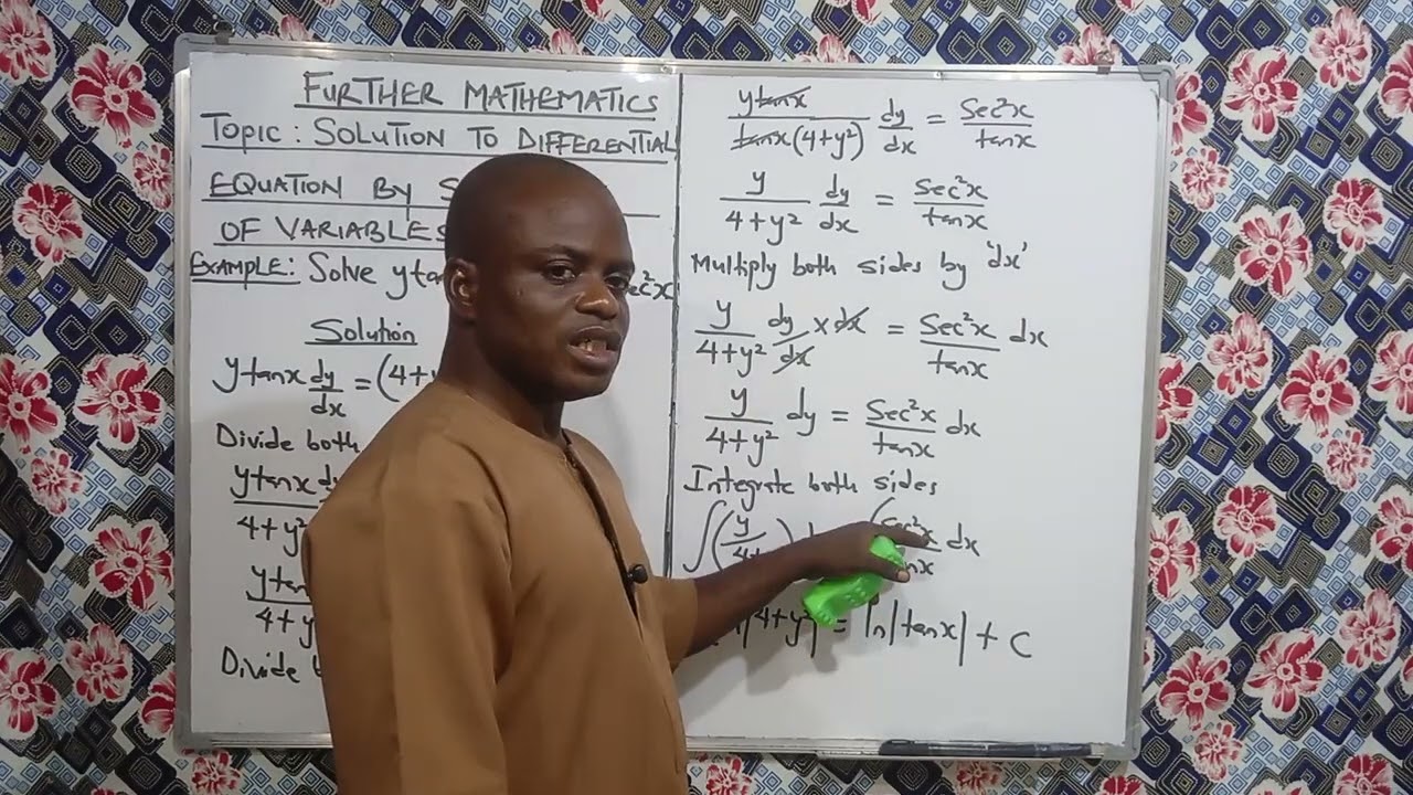 Further Maths: Differential Equation involving Tanx & square of Secx by separation of variables(200)
