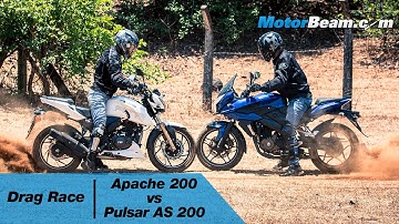 TVS Apache 200 vs Pulsar AS 200 - Drag Race | MotorBeam
