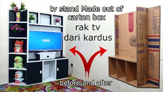 DIY making a minimalist TV SHELF from CARDBOARD BOXES  the best furniture made from cardboard